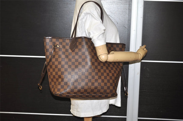 Authentic Louis Vuitton Damier Neverfull MM Shoulder Tote Bag N51105 LV 9480I