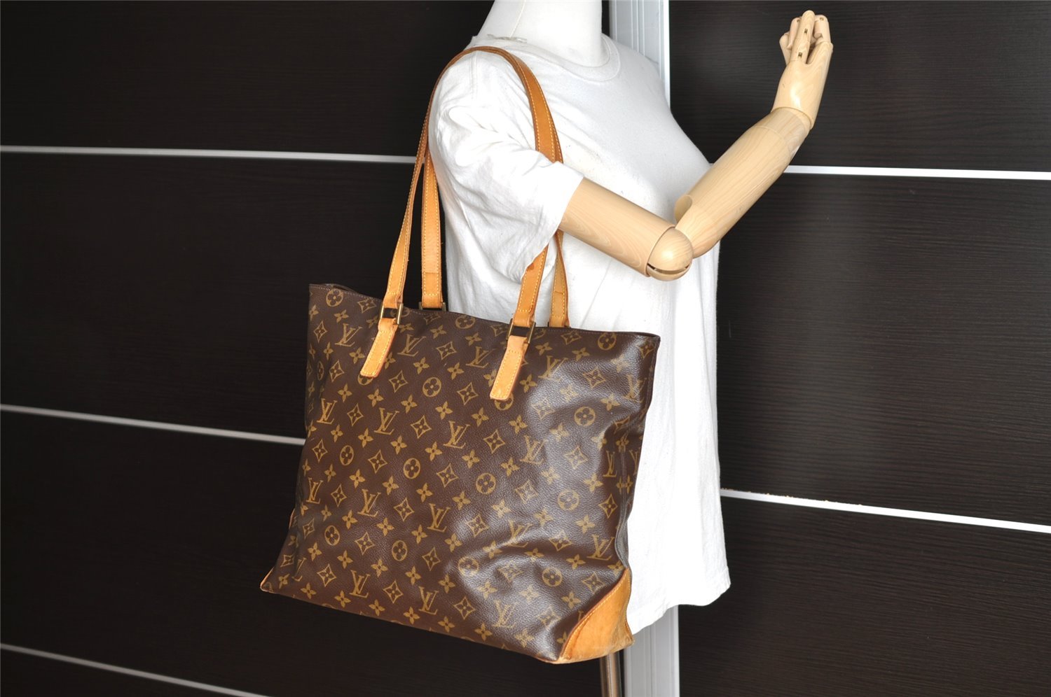 Authentic Louis Vuitton Monogram Cabas Mezzo Shoulder Tote Bag M51151 LV 9481I