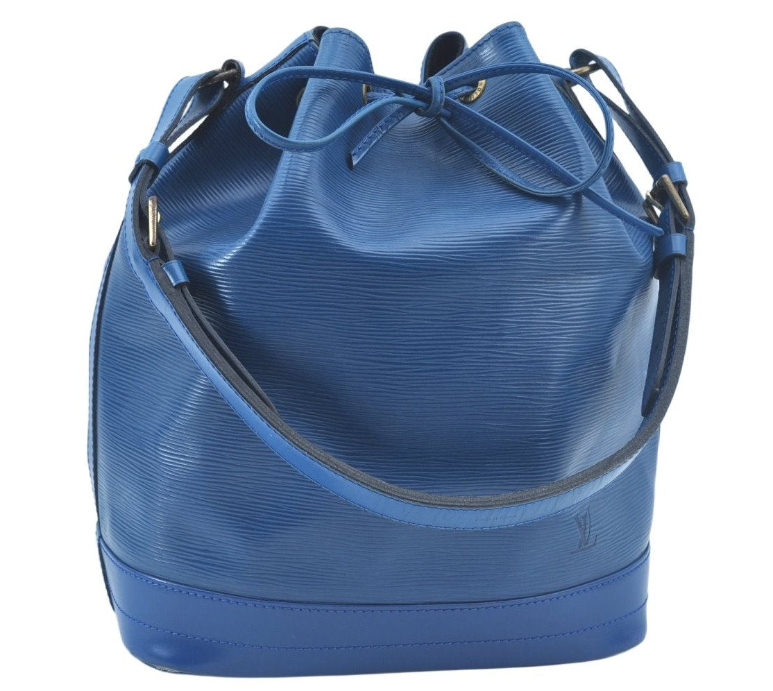 Authentic Louis Vuitton Epi Noe Shoulder Drawstring Bag Blue M44005 LV 9483I
