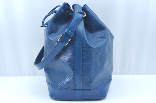 Authentic Louis Vuitton Epi Noe Shoulder Drawstring Bag Blue M44005 LV 9483I