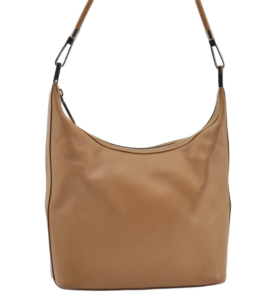 Authentic GUCCI Vintage Shoulder Bag Purse Leather 0013814 Beige 9486I
