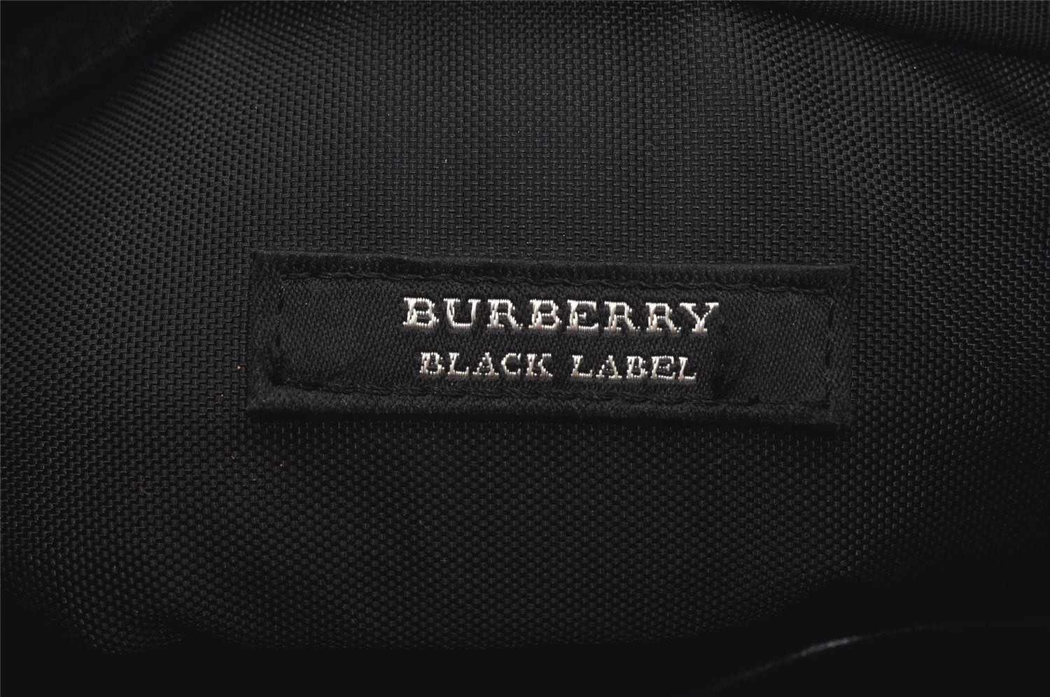 Authentic BURBERRY BLACK LABEL Check Shoulder Bag Nylon Leather Black 9491J