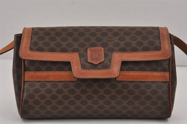 Authentic CELINE Macadam Blason Shoulder Cross Bag PVC Leather Brown Junk 9494J