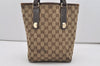 Authentic GUCCI Charmy Shoulder Tote Bag GG Canvas Leather 153361 Brown 9501I