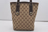 Authentic GUCCI Charmy Shoulder Tote Bag GG Canvas Leather 153361 Brown 9501I