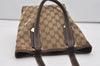Authentic GUCCI Charmy Shoulder Tote Bag GG Canvas Leather 153361 Brown 9501I