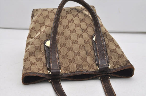 Authentic GUCCI Charmy Shoulder Tote Bag GG Canvas Leather 153361 Brown 9501I
