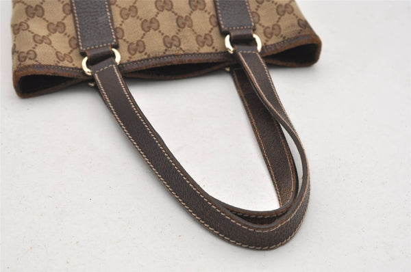 Authentic GUCCI Charmy Shoulder Tote Bag GG Canvas Leather 153361 Brown 9501I