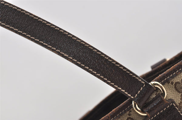 Authentic GUCCI Charmy Shoulder Tote Bag GG Canvas Leather 153361 Brown 9501I