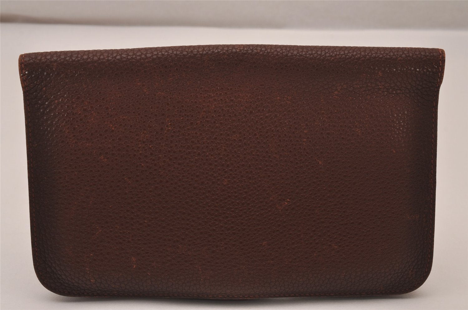 Authentic HERMES Dogon GM Leather Long Wallet Purse Brown Box 9505I