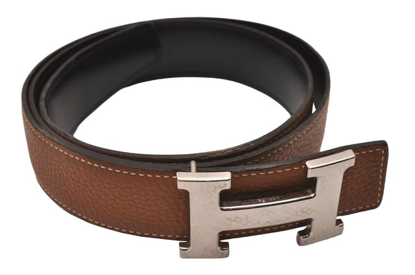 Authentic HERMES Constance Leather Belt Size 85cm 33.5" Brown Black 9508I