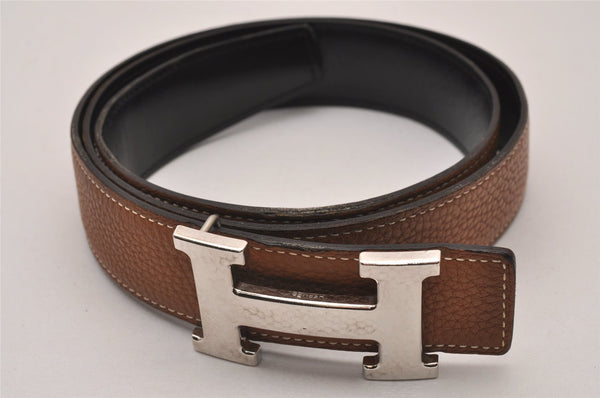 Authentic HERMES Constance Leather Belt Size 85cm 33.5" Brown Black 9508I