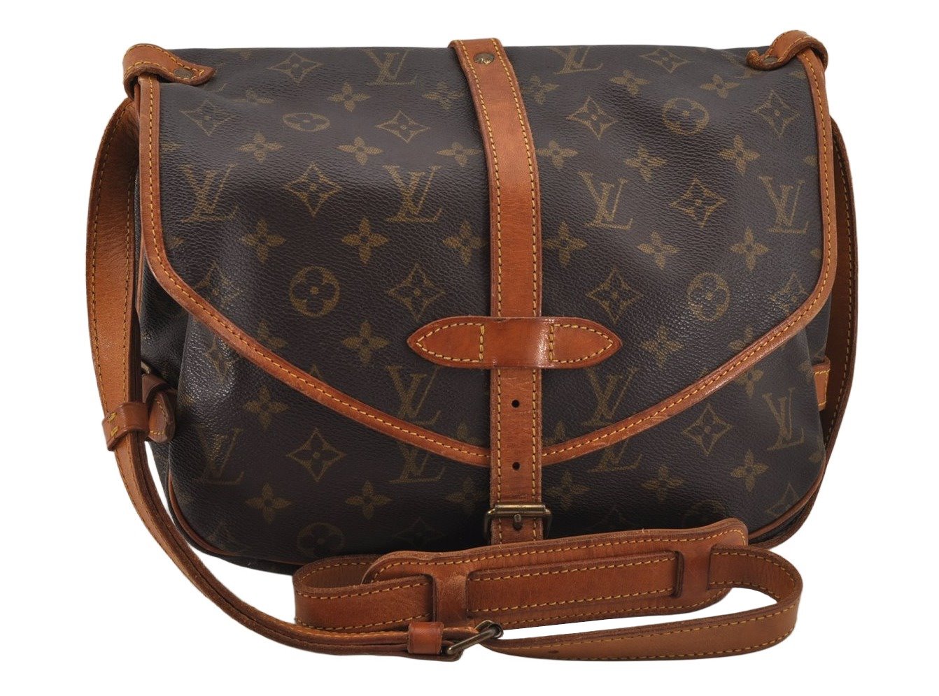 Authentic Louis Vuitton Monogram Saumur 30 Shoulder Cross Bag M42256 LV 9509J