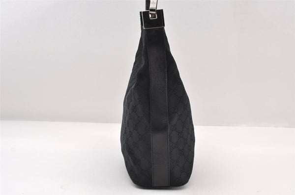 Authentic GUCCI Shoulder Bag Purse GG Canvas Leather 0013814 Black 9511I