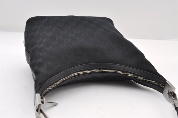 Authentic GUCCI Shoulder Bag Purse GG Canvas Leather 0013814 Black 9511I