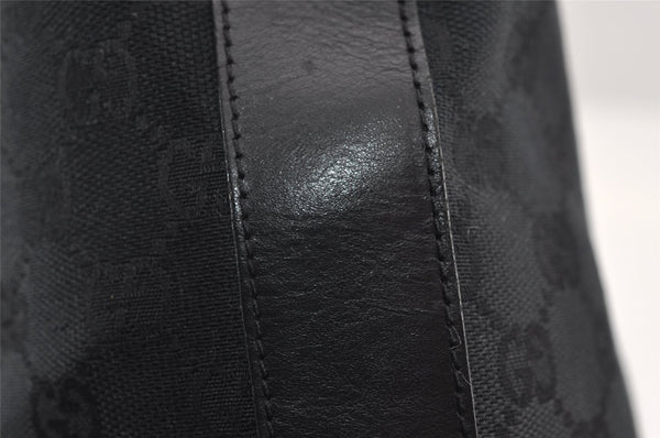 Authentic GUCCI Shoulder Bag Purse GG Canvas Leather 0013814 Black 9511I