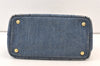 Authentic PRADA Vintage Canapa SS Denim 2Way Hand Tote Bag Purse Blue 9513J