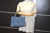 Authentic PRADA Vintage Canapa SS Denim 2Way Hand Tote Bag Purse Blue 9513J