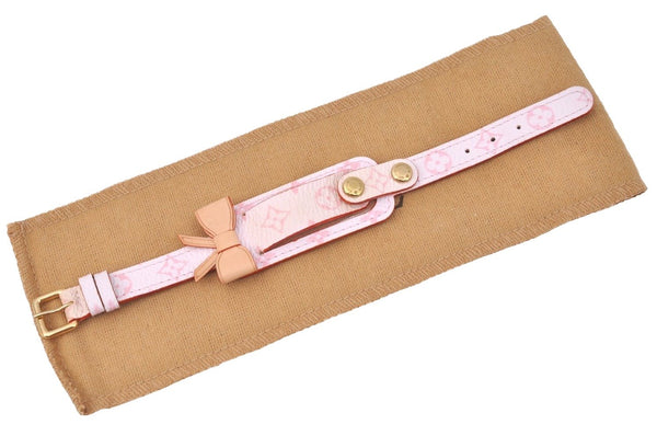 Auth Louis Vuitton Monogram Cherry Blossom Bracelet Porto Address Pink LV 9515I