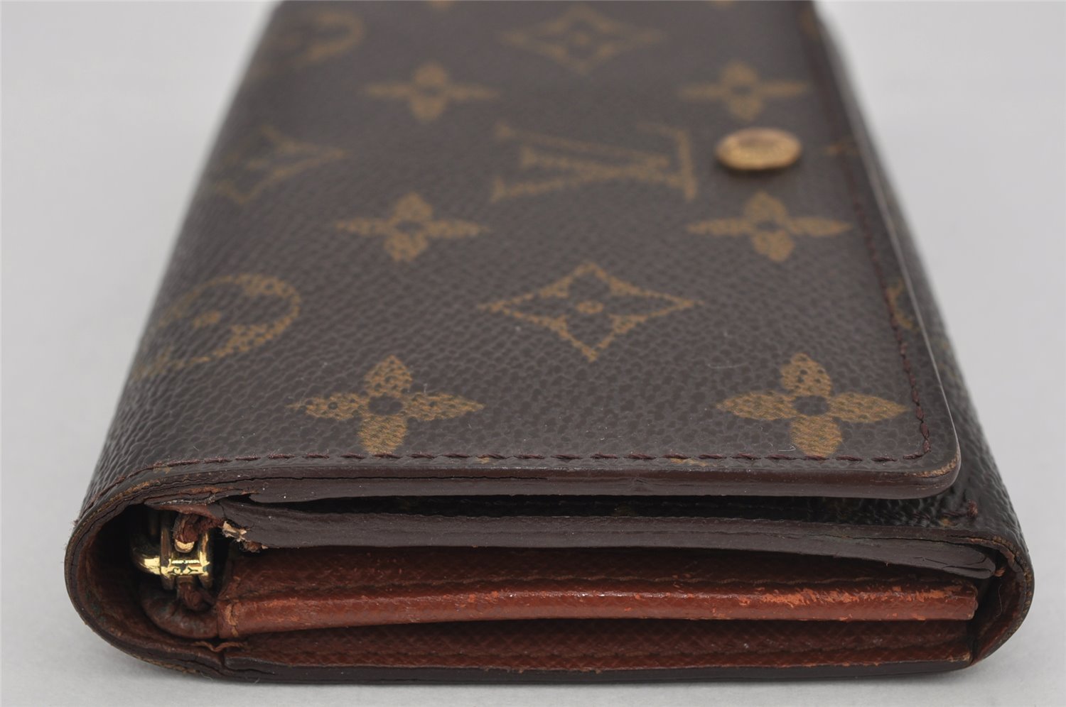 Auth Louis Vuitton Monogram Porte Monnaie Billets Tresor Wallet M61730 LV 9518J