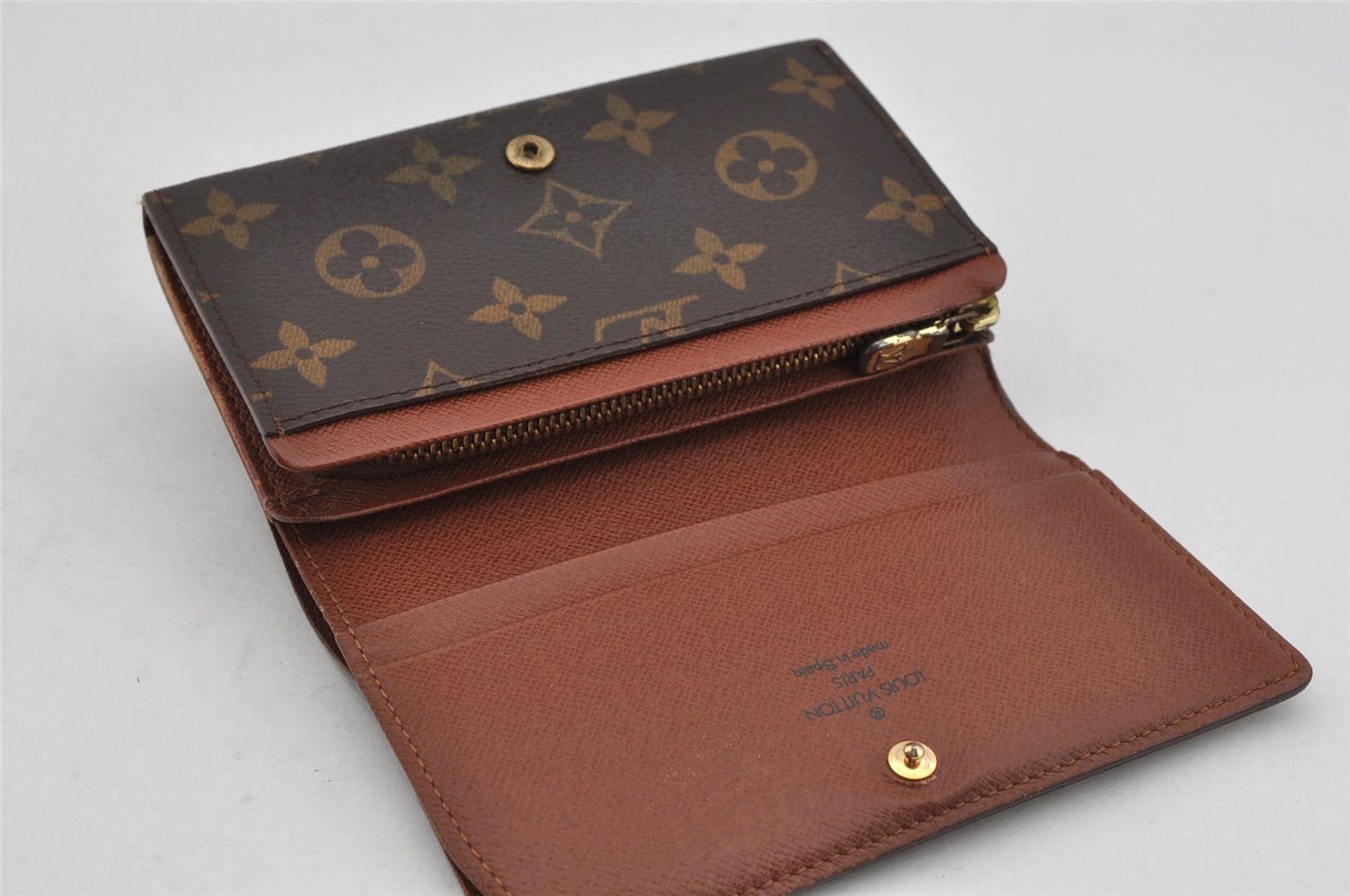 Auth Louis Vuitton Monogram Porte Monnaie Billets Tresor Wallet M61730 LV 9518J