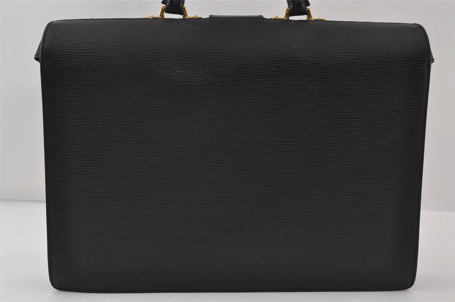 Authentic Louis Vuitton Epi Serviette Fermoir Briefcase M54352 Black LV 9521I