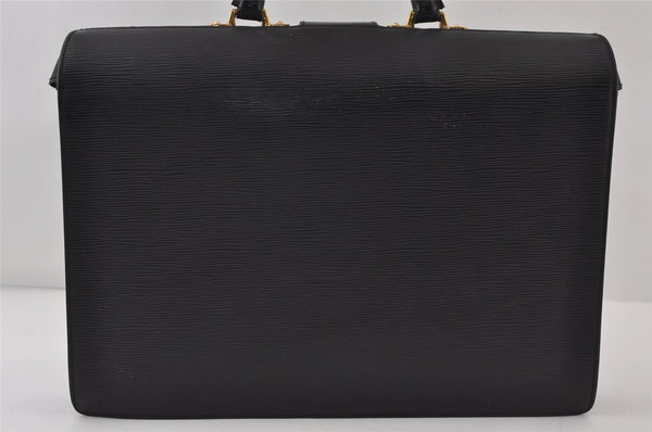 Authentic Louis Vuitton Epi Serviette Fermoir Briefcase M54352 Black LV 9521I