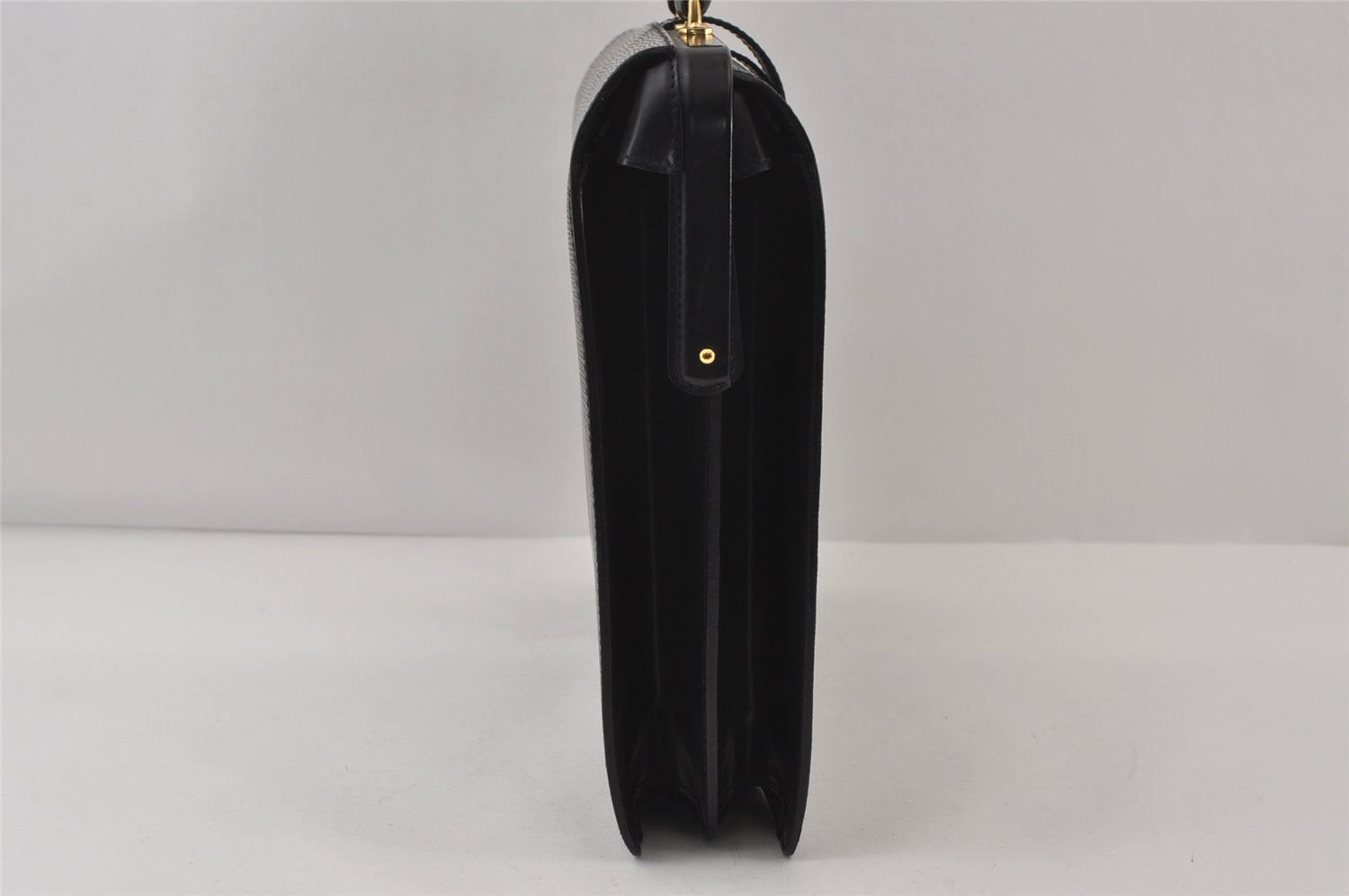 Authentic Louis Vuitton Epi Serviette Fermoir Briefcase M54352 Black LV 9521I