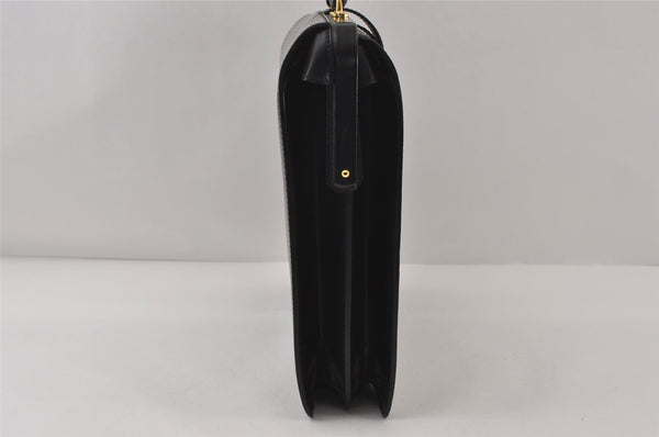 Authentic Louis Vuitton Epi Serviette Fermoir Briefcase M54352 Black LV 9521I