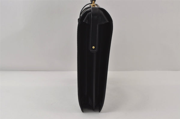 Authentic Louis Vuitton Epi Serviette Fermoir Briefcase M54352 Black LV 9521I