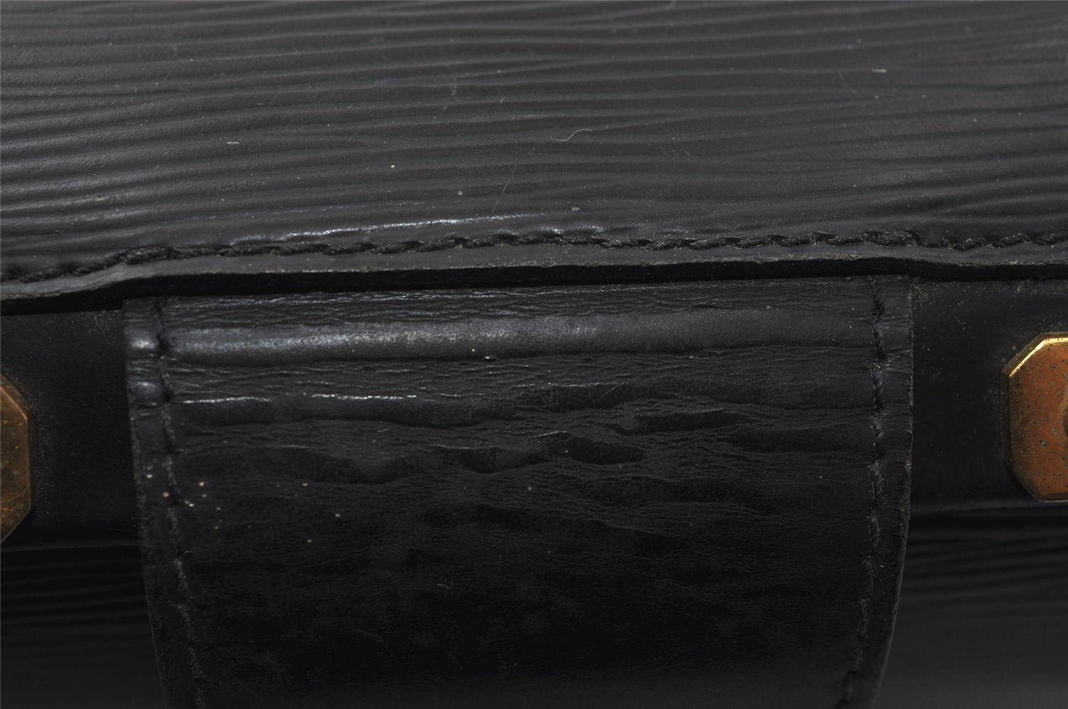 Authentic Louis Vuitton Epi Serviette Fermoir Briefcase M54352 Black LV 9521I