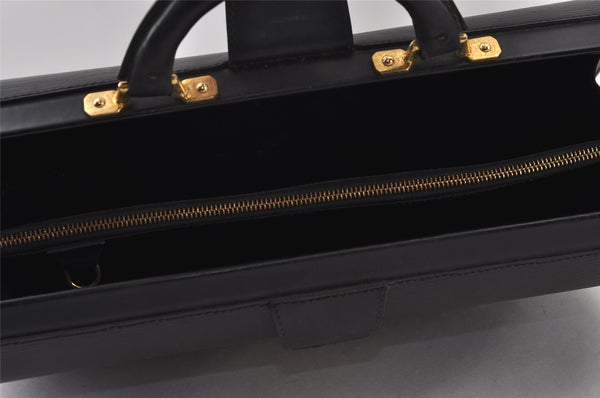Authentic Louis Vuitton Epi Serviette Fermoir Briefcase M54352 Black LV 9521I