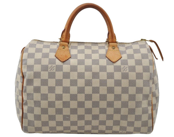 Authentic Louis Vuitton Damier Azur Speedy30 Hand Boston Bag N41533 LV 9522I