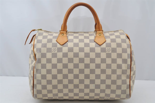 Authentic Louis Vuitton Damier Azur Speedy30 Hand Boston Bag N41533 LV 9522I