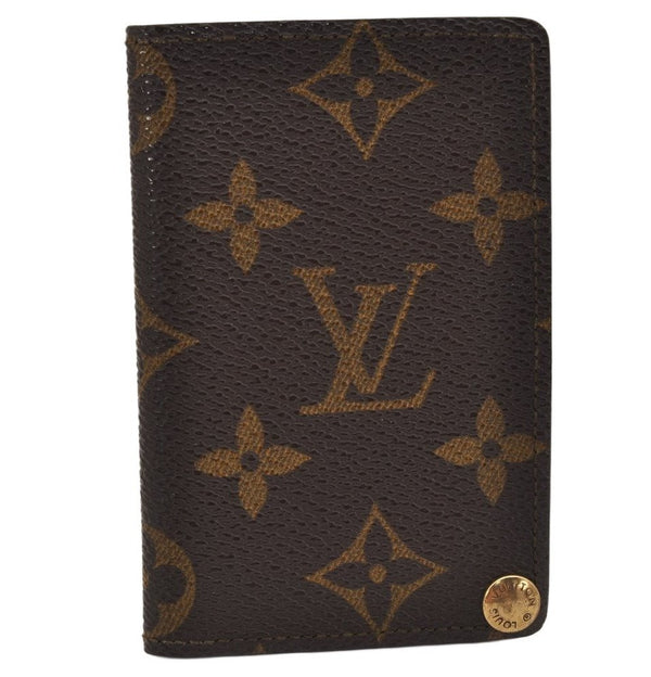 Auth Louis Vuitton Monogram Porte Cartes Credit Pression M60937 Card Case 9523J