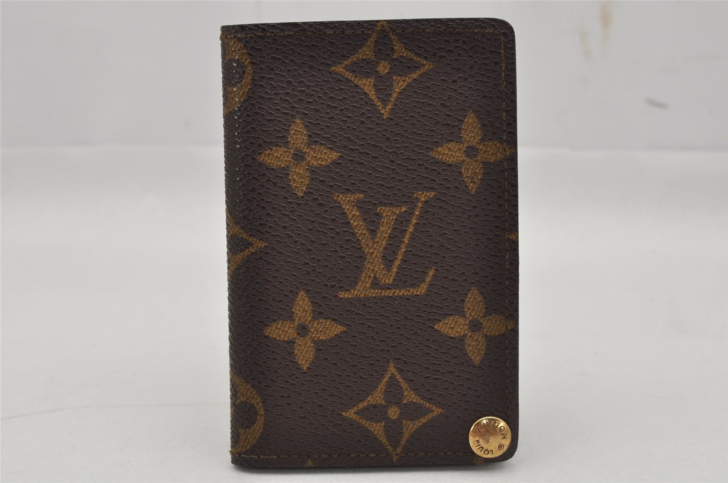 Auth Louis Vuitton Monogram Porte Cartes Credit Pression M60937 Card Case 9523J