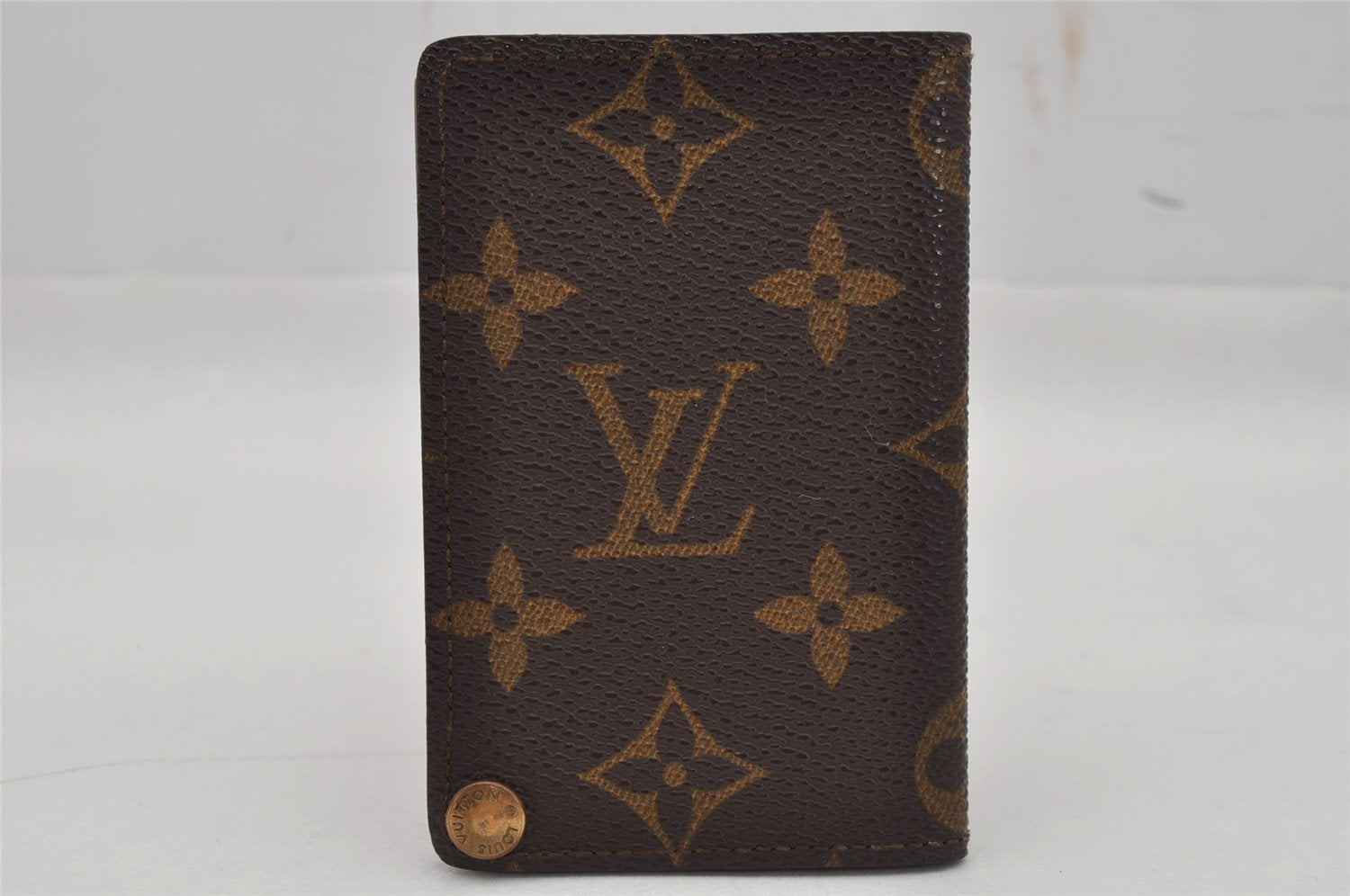 Auth Louis Vuitton Monogram Porte Cartes Credit Pression M60937 Card Case 9523J