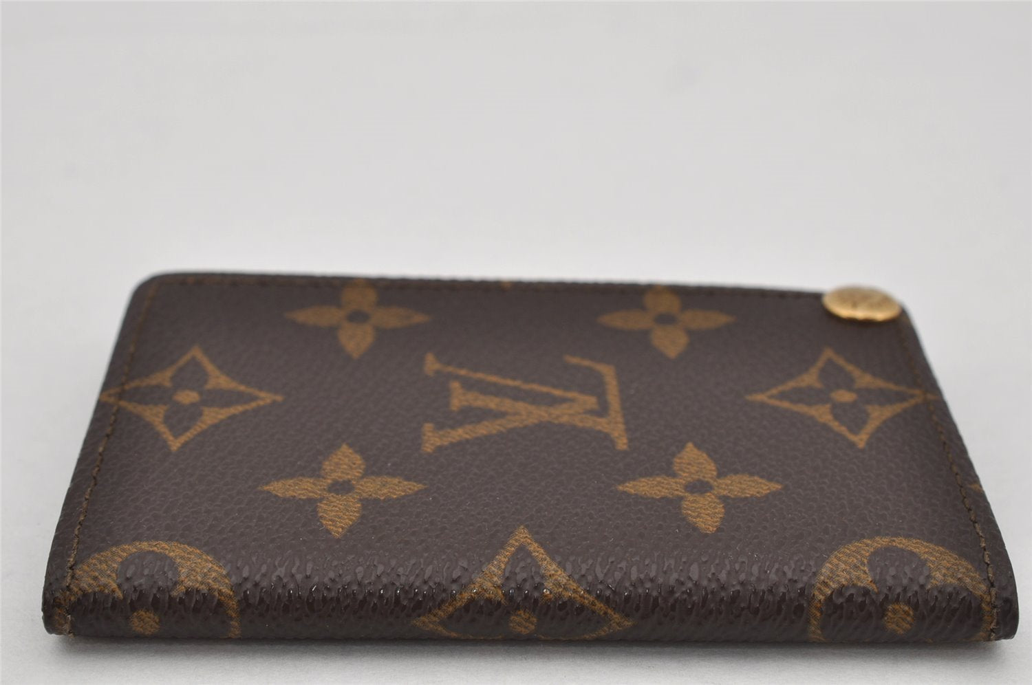 Auth Louis Vuitton Monogram Porte Cartes Credit Pression M60937 Card Case 9523J