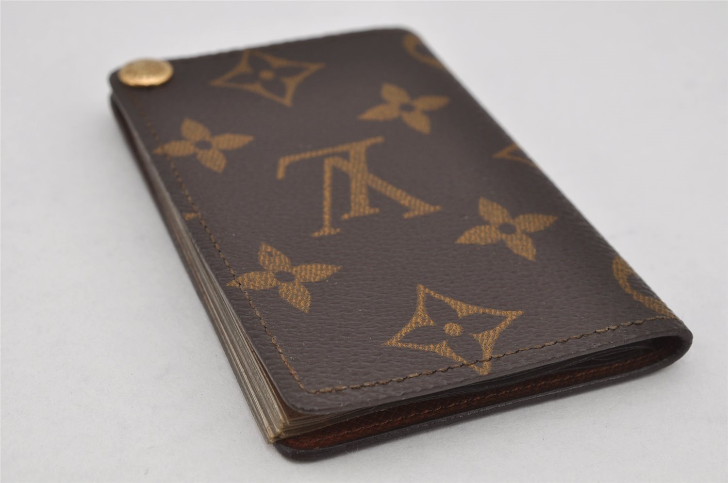 Auth Louis Vuitton Monogram Porte Cartes Credit Pression M60937 Card Case 9523J