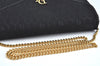 Authentic Christian Dior Honeycomb Chain Shoulder Bag Canvas Leather Black 9527I