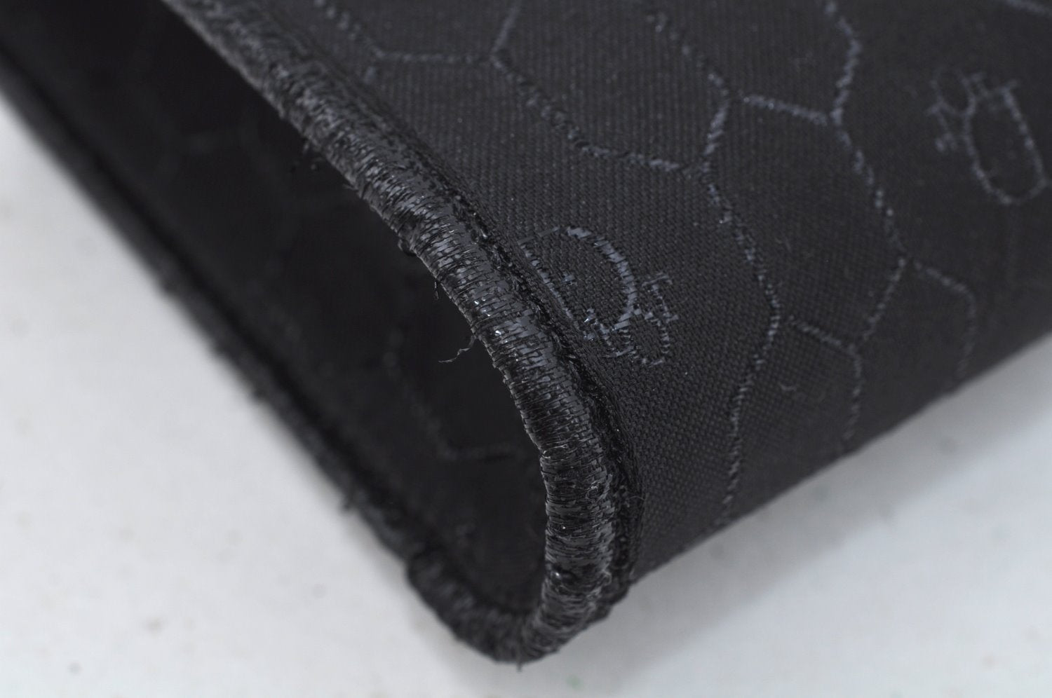Authentic Christian Dior Honeycomb Chain Shoulder Bag Canvas Leather Black 9527I