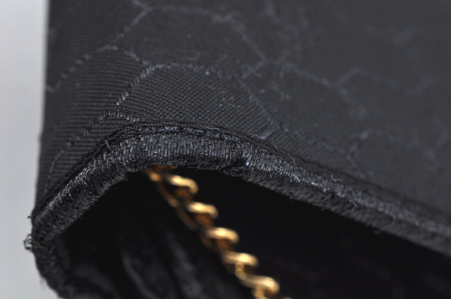 Authentic Christian Dior Honeycomb Chain Shoulder Bag Canvas Leather Black 9527I