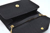 Authentic Christian Dior Honeycomb Chain Shoulder Bag Canvas Leather Black 9527I