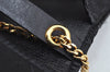 Authentic Christian Dior Honeycomb Chain Shoulder Bag Canvas Leather Black 9527I