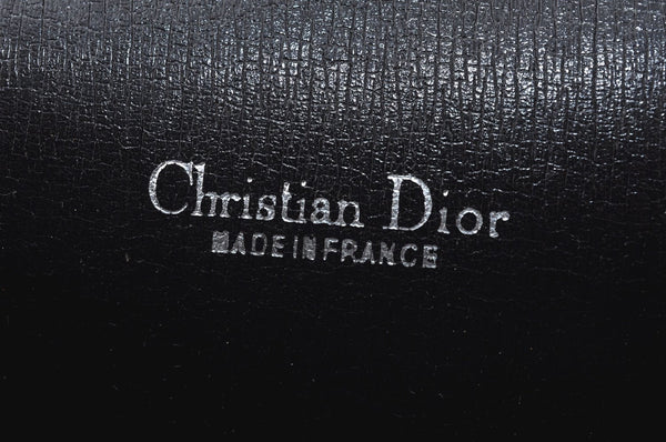 Authentic Christian Dior Honeycomb Chain Shoulder Bag Canvas Leather Black 9527I