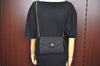 Authentic Christian Dior Honeycomb Chain Shoulder Bag Canvas Leather Black 9527I