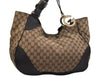 Authentic GUCCI Charlotte Shoulder Tote Bag GG Canvas Leather 203504 Brown 9527J
