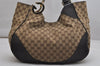 Authentic GUCCI Charlotte Shoulder Tote Bag GG Canvas Leather 203504 Brown 9527J