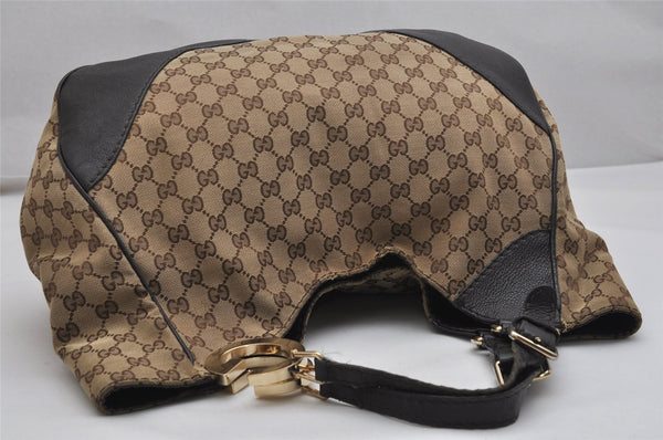 Authentic GUCCI Charlotte Shoulder Tote Bag GG Canvas Leather 203504 Brown 9527J
