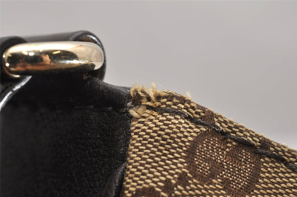 Authentic GUCCI Charlotte Shoulder Tote Bag GG Canvas Leather 203504 Brown 9527J